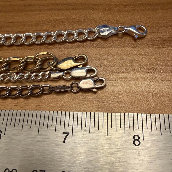 Set of Four EUC 925 Sterling Silver Curb Chain Charm Bracelets - Picture 14 of 15